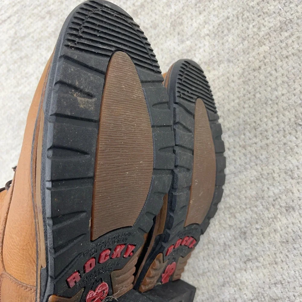 Rocky Ride Mens Boots 14 M Brown Leather Soft Toe Lace‎ Up Waterproof Work